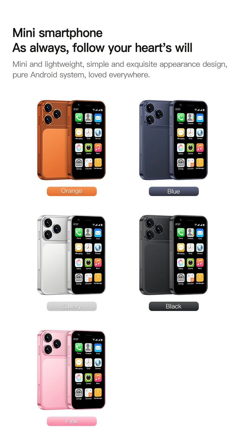 SERVO Mini Android Smartphone 3.0" Touch Screen 3G Dual SIM 2GB+16GB Face Unlock HiFi Sound WiFi Hotspot GPS Pocket Mobile Phone