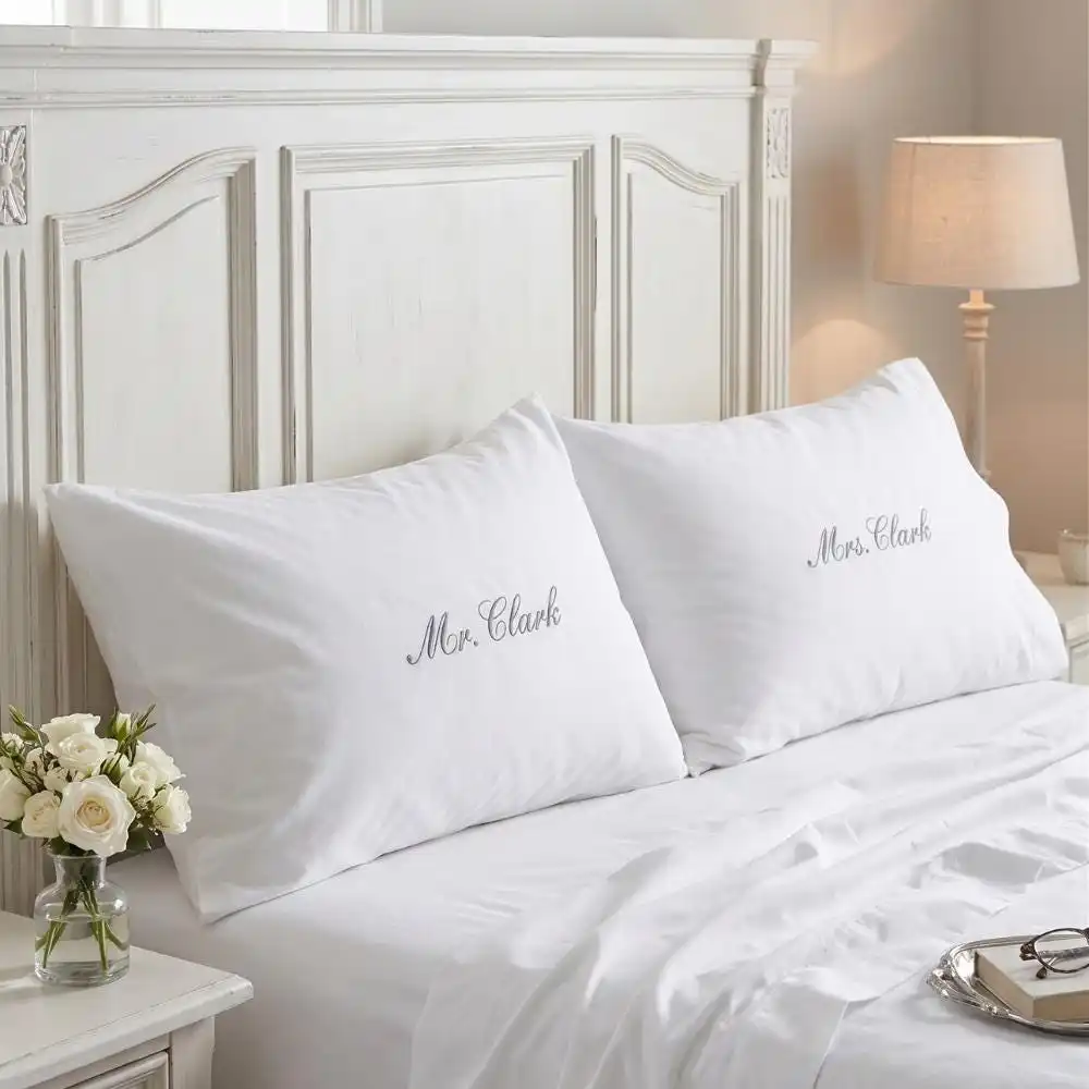 2 Embroidered Name Pillowcases, the Best Wedding Decoration, Bridal Party Room Decoration Gift, Custom Embroidered Wedding Banquet Design, Handmade Personalized Embroidered Name Design, High-End Party Favors, Housewarming Gift, Wedding Gift, Bathroom Decoration, Exquisite Embroidery, Ideal Holiday Gift, Unique Design, Ready-To-Give Packaging, Premium Quality