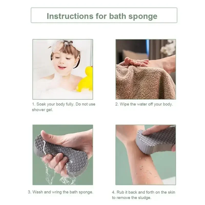 3D Sponge Exfoliating Bath Scrubbing Sponges Soft Sponge Body Scrubber Shower Brush Body Dead Skin Remover Bathing Products