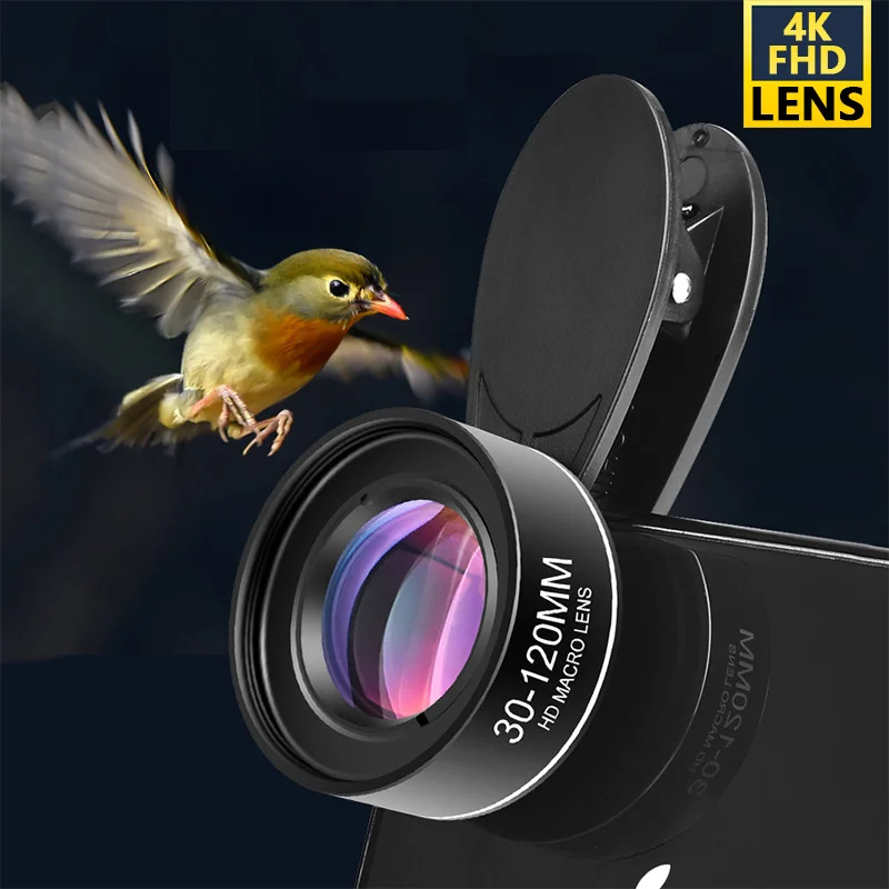 Phone Camera Lens 30-120mm Macro Lens Long Distance 4K HD Mobile Phones Accessories Lens+CPL+Star Filter for iPhone X Smartphone