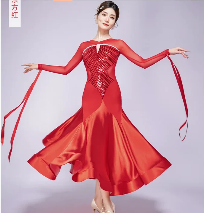 

Modern Dance Skirt Women's New Style Ballroom Dance Standard Dance Competition Gown Sparkly Chic Dancing Dress