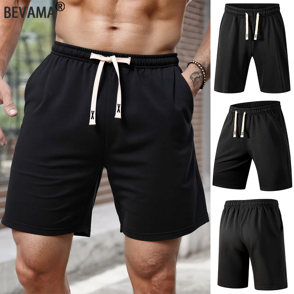 

Summer Men's Casual Shorts Elastic Waist with Drawstring Shorts Solid Color Classic Sweatpants Loose Workout Gym Sports Shorts