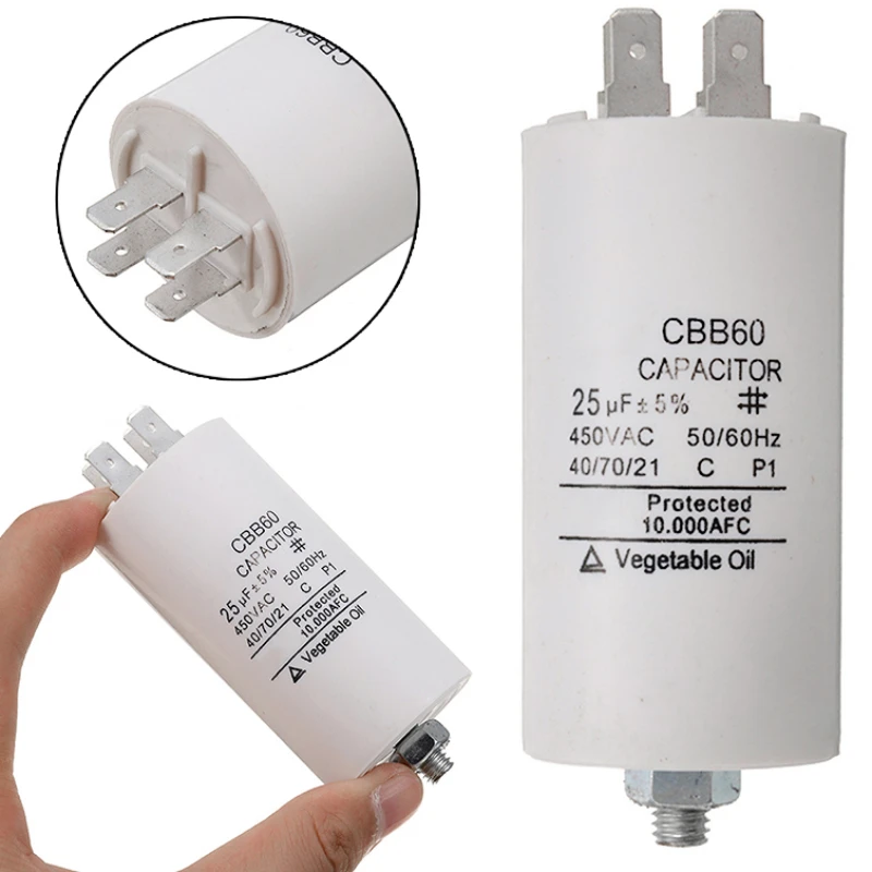 CBB60 Starting Capacitor 25uF Motor Capacitor 50 / 60Hz 450VAC with M8 screw for electric motor/washing machine