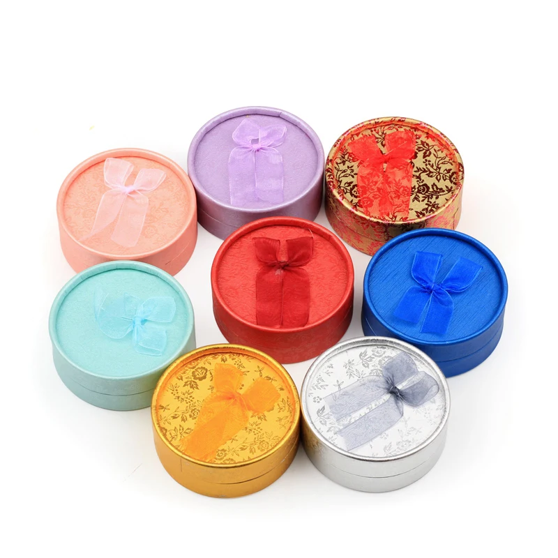 

24 Pcs/Lot Multi-Color Round Ring Package With Bowknot Can Pack For Pendant, Earring, Necklace, Jewelry Gift Box Custom