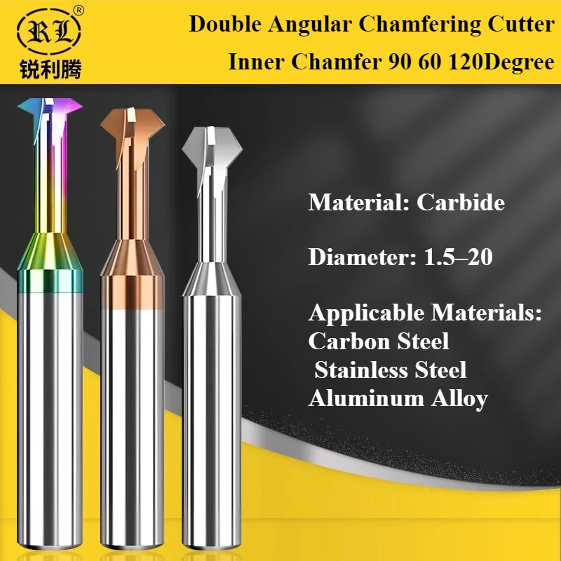 RL Front Back Deburrer Double Angular Chamfering Cutter Inner Chamfer 90 60 120 for Metal Hole Internal Burr Removal CNC Tool