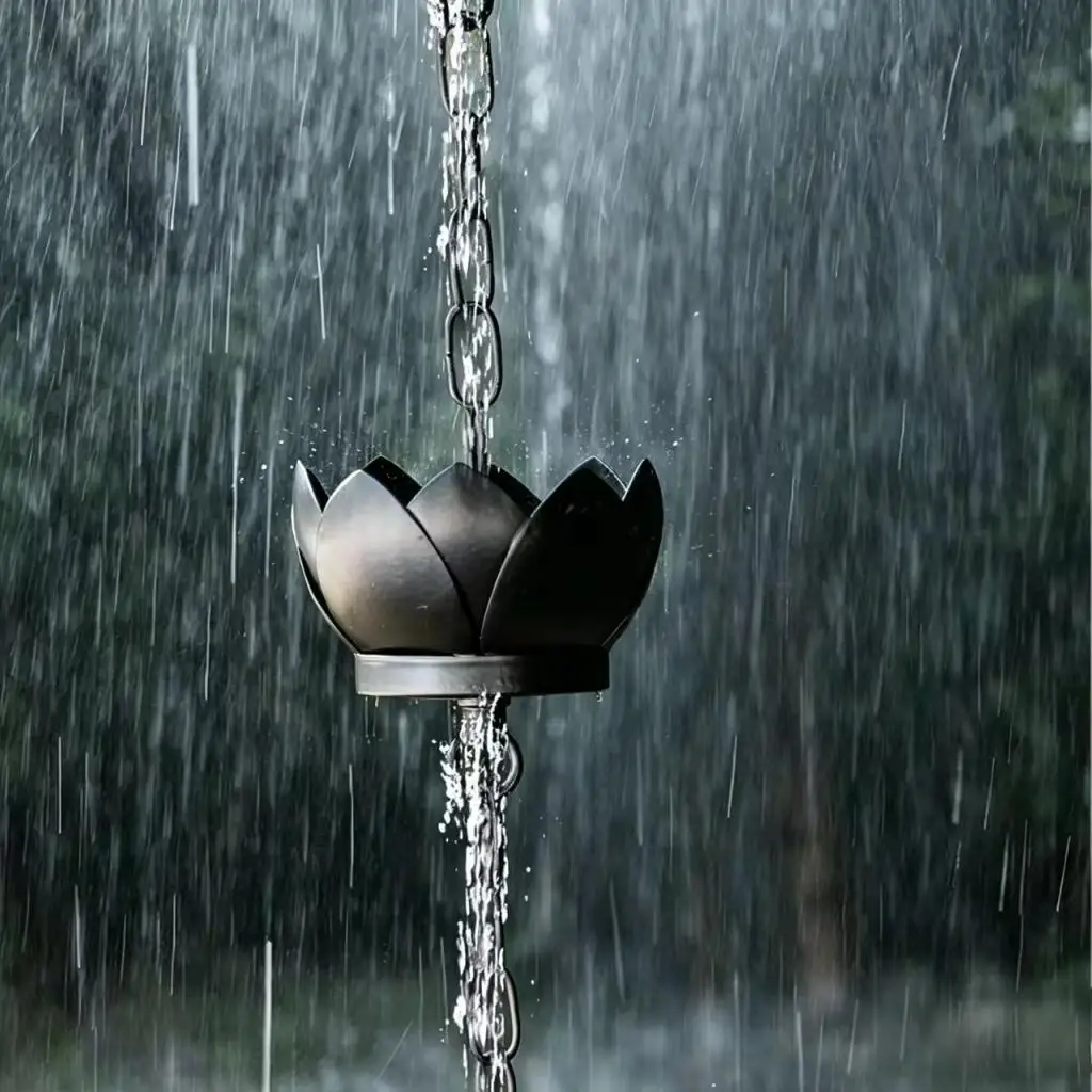 Lotus Flower Rain Chain Pouring Cups Multipurpose Rainwater Diverter Lotus Cup Rain Chain Decor for Garden Outside Home Roofs