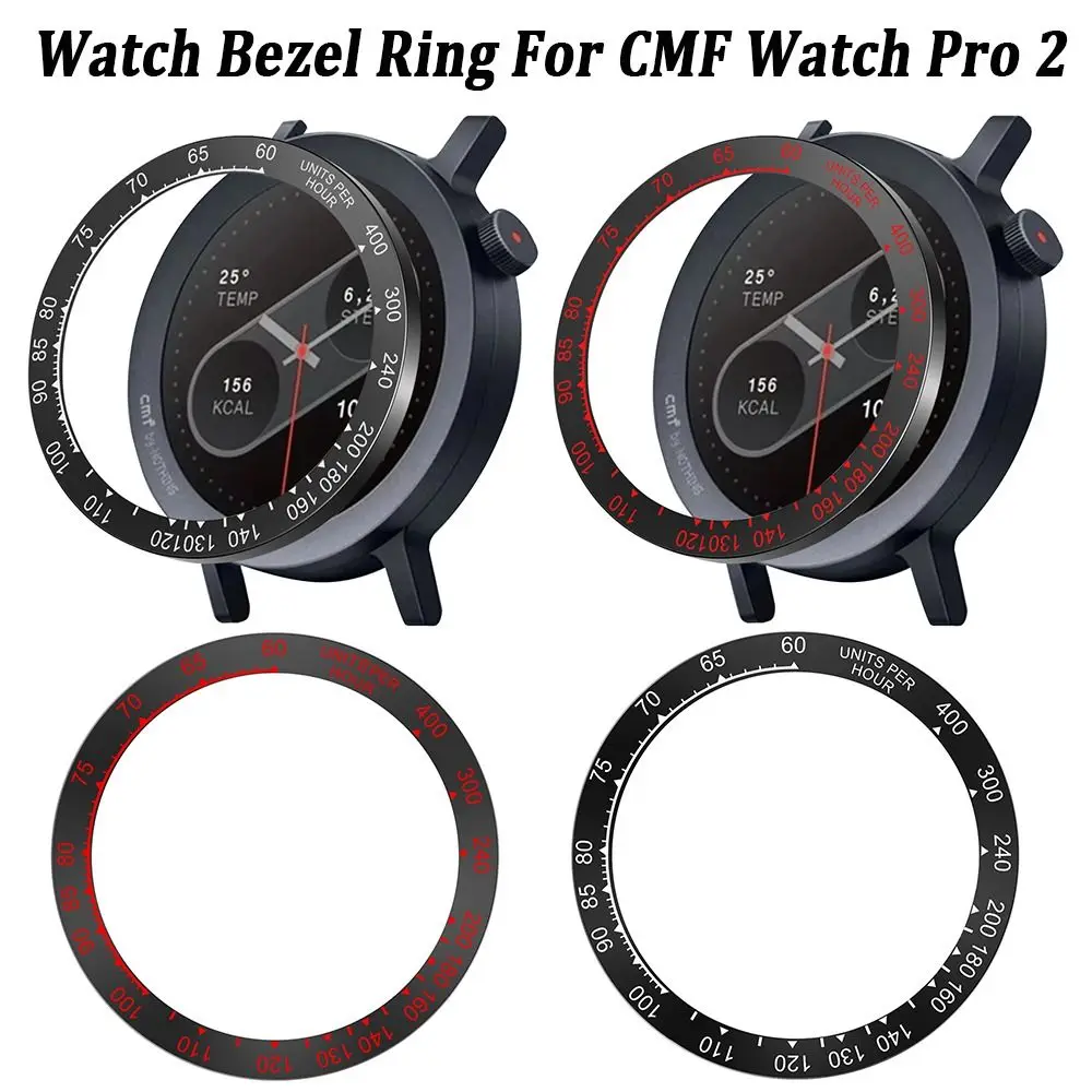 PC Watch Bezel Ring Protective with Time Scale Watch Bezel Shell Anti-Scratch Replacement Watch Case Cover for CMF Watch Pro 2