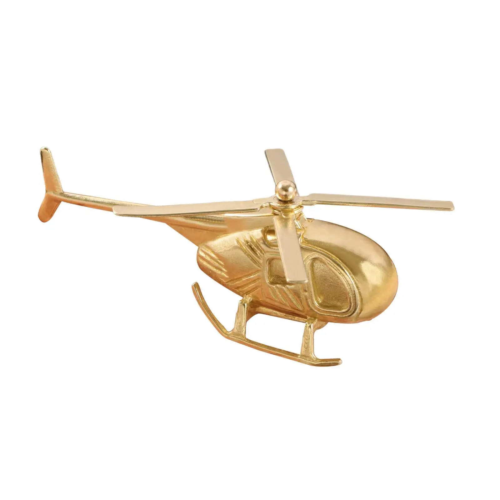 Miniature Brass Helicopter Statue Airplane Miniatures Artistic Metal Desk Ornament for Home Office and Gift Decoration
