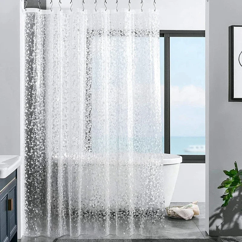 Waterproof Thickened Transparent Shower Curtain Waterproof Thickening Bath Curtain Starfish Hibiscus Pattern Shower Accessories