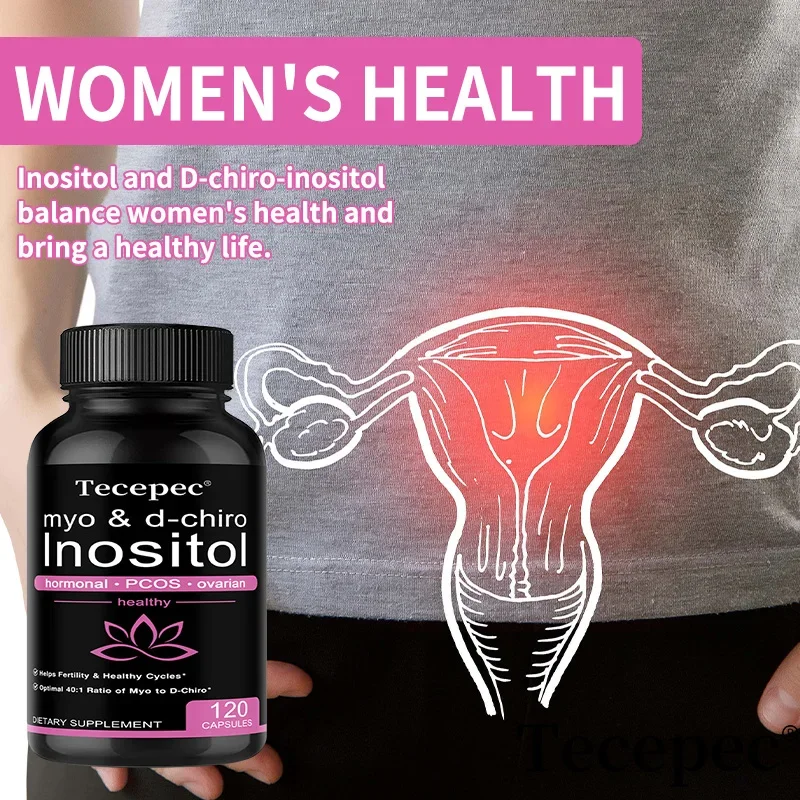 Myo Inositol and D-Chiro Inositol Supplement, Supports Fat Metabolism, Liver Function, and Mood Balance, 120 Capsules