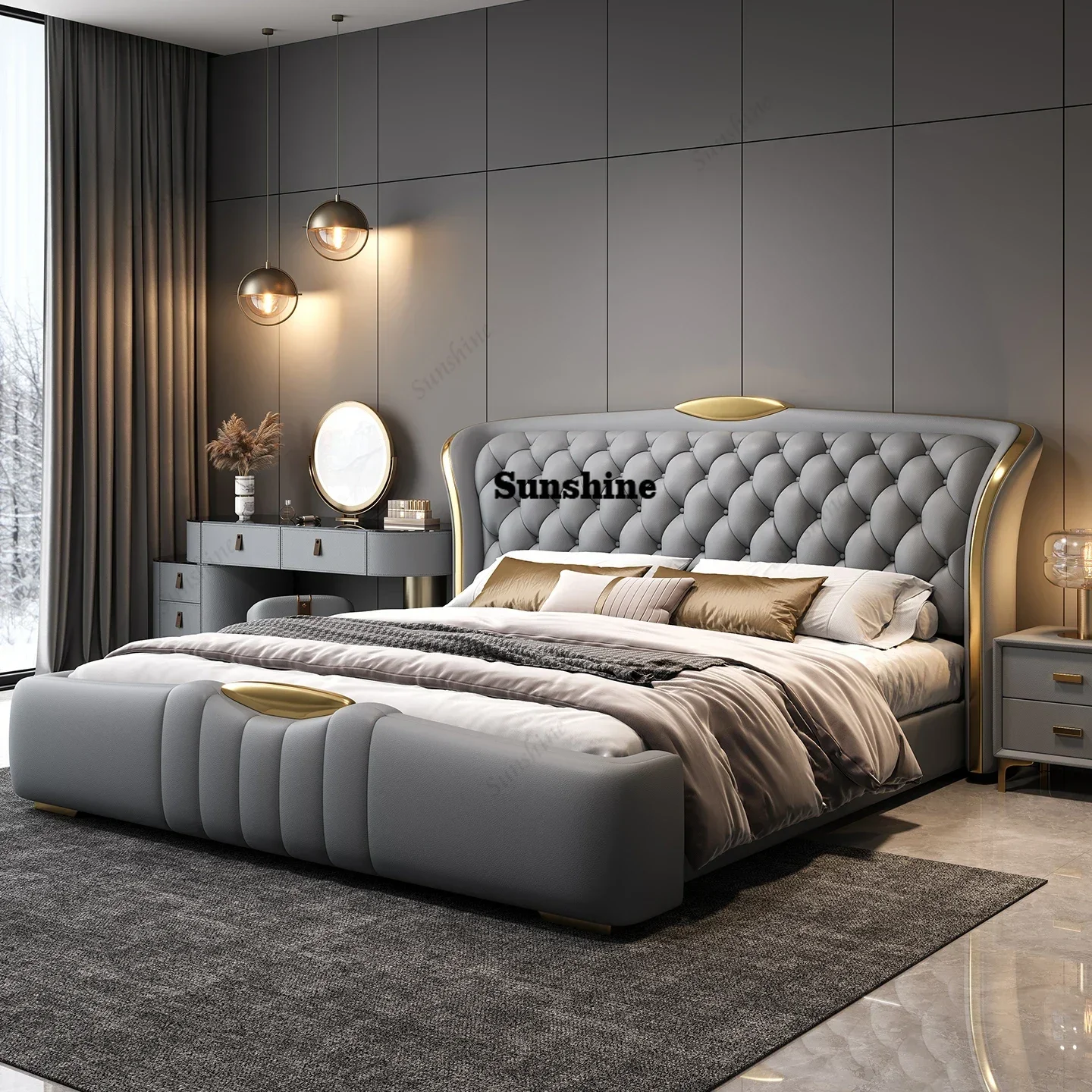 

150x200cm 180x200cm 200x220cm Simple Double Wedding Beds Wooden Bed King Size Bedroom Furniture 2 People Twin Bed Frame Double