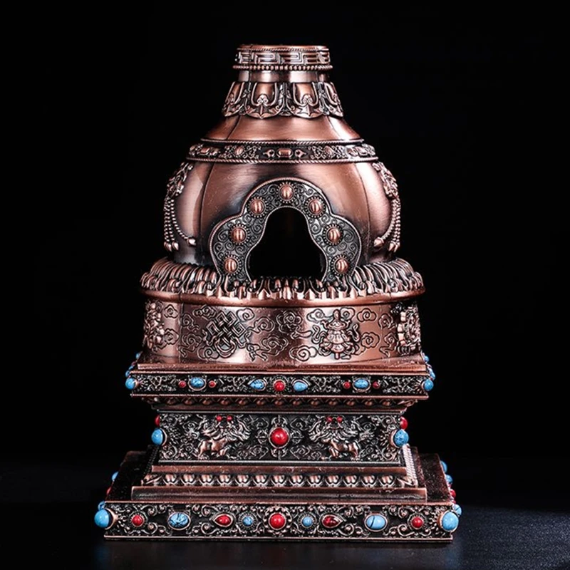 

Multifunctional Incense Burner Alloy Engraved Large Size Stupa Aromatherapy Stove Meditation Smoke Furnace Altars Decorative