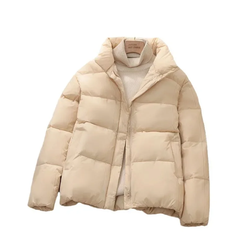 Parka da donna cappotto stile pendolarismo 2024 inverno nuovo colletto in piedi piumino in cotone cerniera regolare abbigliamento donna inverno