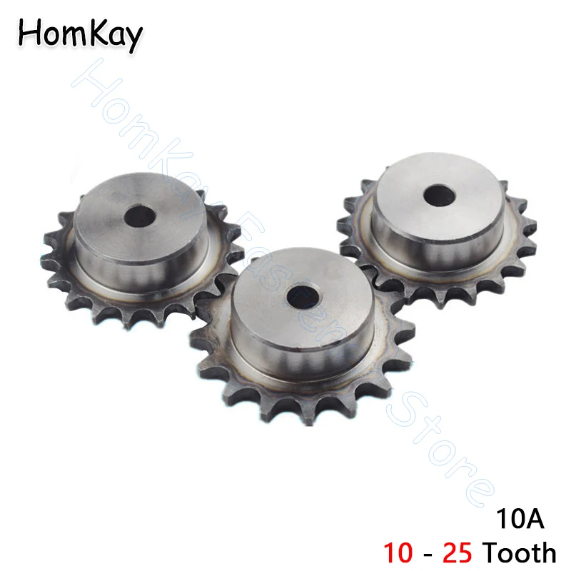 1Pc 10T-25T 10A Sprockets for Roller Chain 10 11 12 13 14 15 16 17 18 19 20 21 22 23 24 25 Tooth A3 Steel Gear