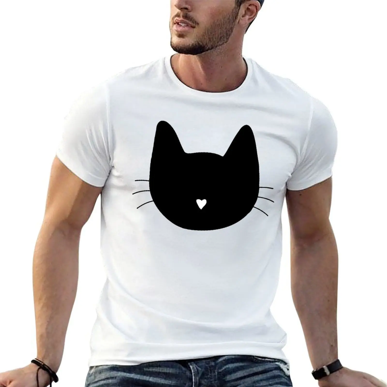 

Cat Heart Nose T-Shirt t shirts for man graphic vintage man t shirt cotton cotton tshirt 100% T-shirt