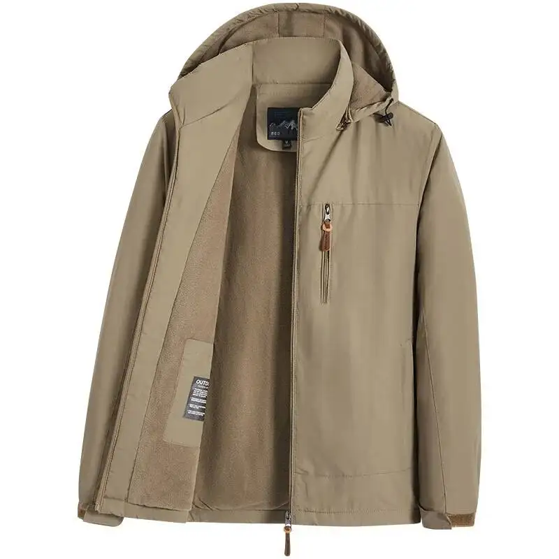 

Новая зимняя мужская флисовая куртка с воротником-стойкой и капюшоном для спорта на открытом воздухе и отдыха, ветрозащитная водонепроницаемая теплая куртка