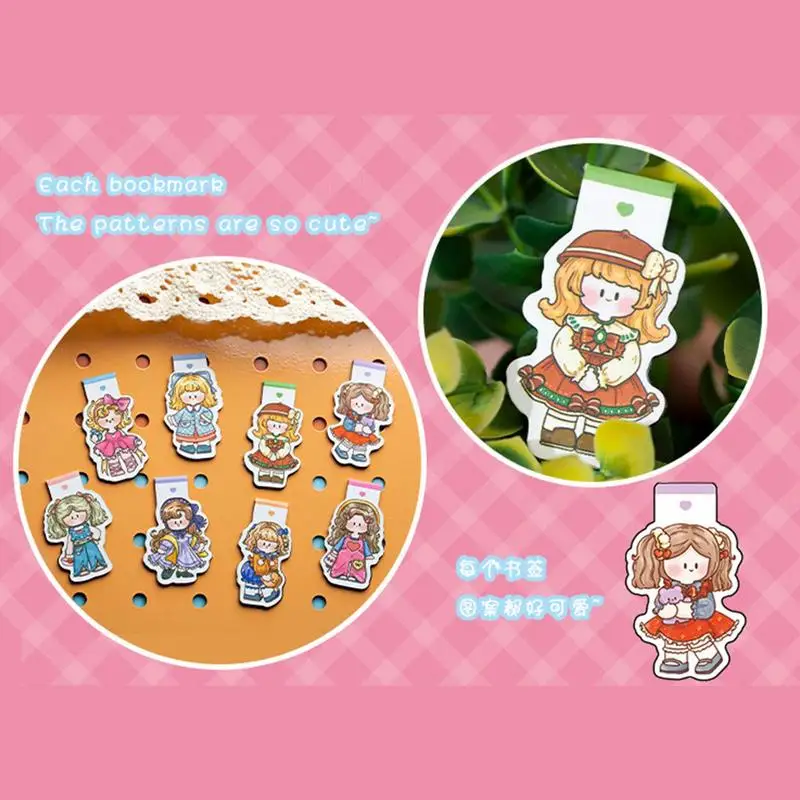 Magnetic Bookmark Cute Page Marker Bookmark Reading Book Marker 2pcs Portable Reading Book Markup Card Stationery Supplies For