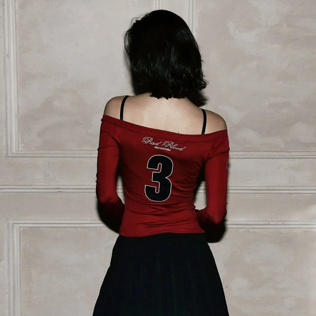 

Badblood Bcac Korean American Style Hot Girl One Shoulder Long Sleeve Women's T-shirt Slimming Top Sensual for Females