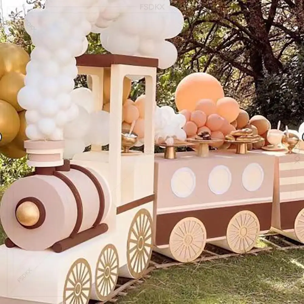 2025 New Design Hot Selling Pvc Dessert Table Display Train Table Set for Party Wedding Christmas Event