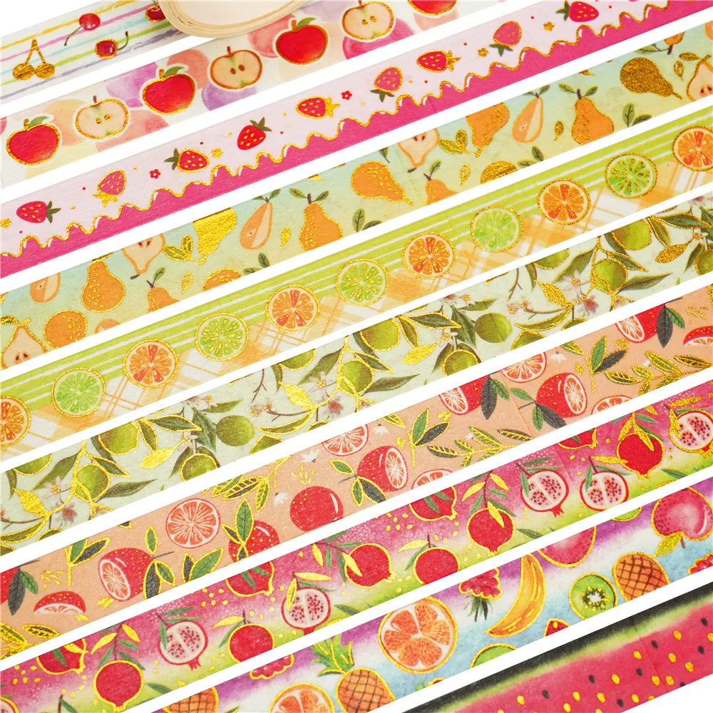 Imagem -06 - Cartoon Fruit Gilding Washi Tape Grupo Faça Você Mesmo Scrapbooking Adesivo Etiqueta de Fita Adesiva Escola e Escritório Abastecimento Papelaria 10 Pcs por Pacote