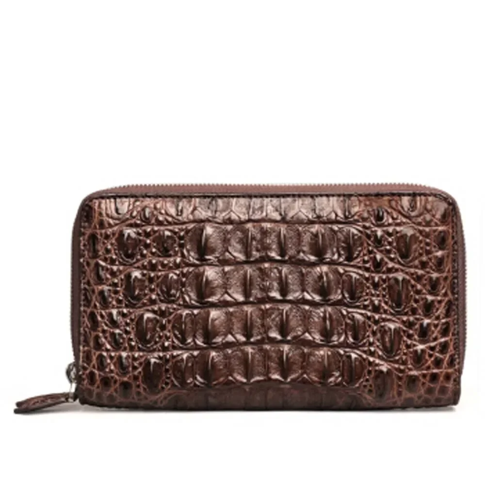 

jianglang new crocodile men handbags male wallet Hand caught Men bags business male Double zipper men clutch bag black