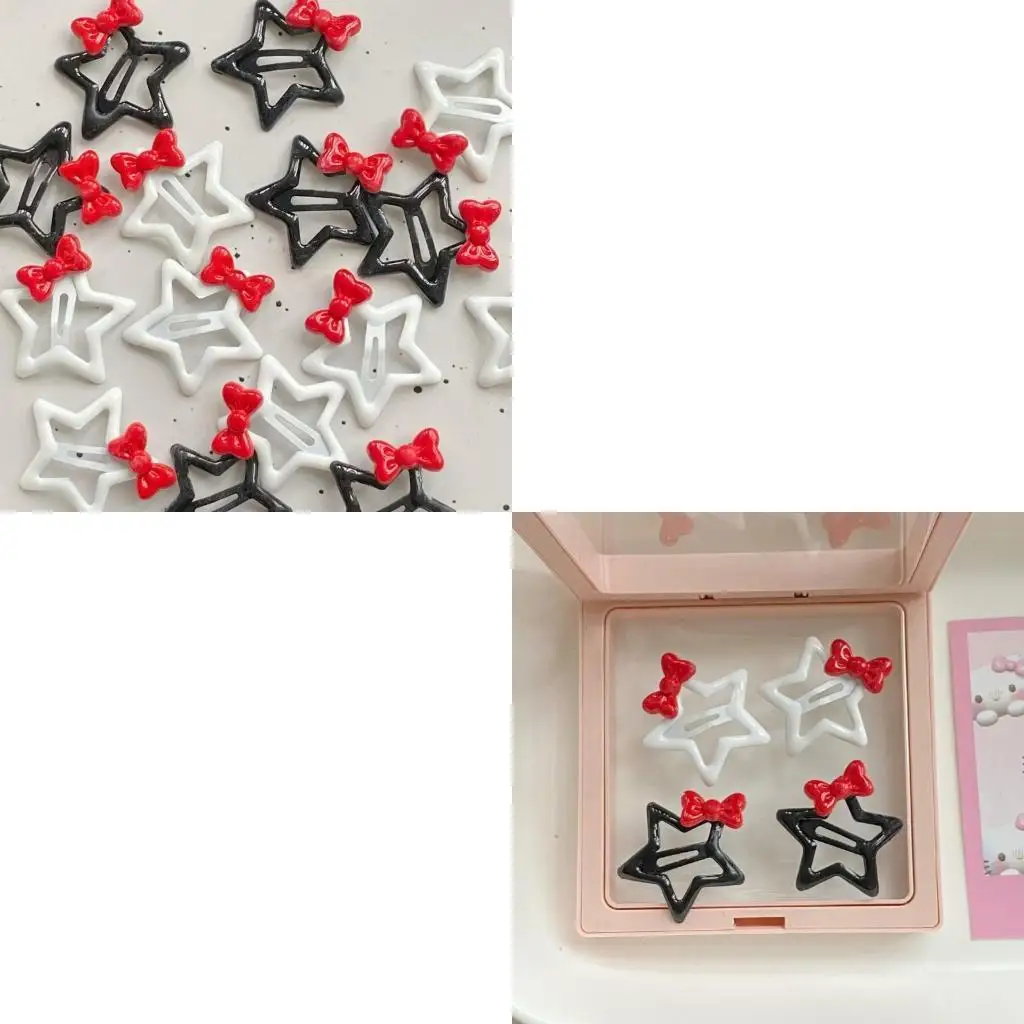 

652F 2000s Hairpin Bowtie Star Hair Clip for Teens Cool Girl Hairclip Duckbill Clip