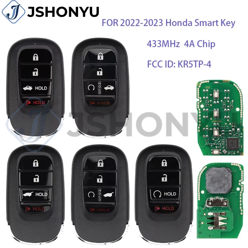 JsHonYu 433MHz 4A Chip Smart Remote Key 72147-T20-A11 Compatible for Honda Civic Accord CR-V HR-V 2022-2025 Fob