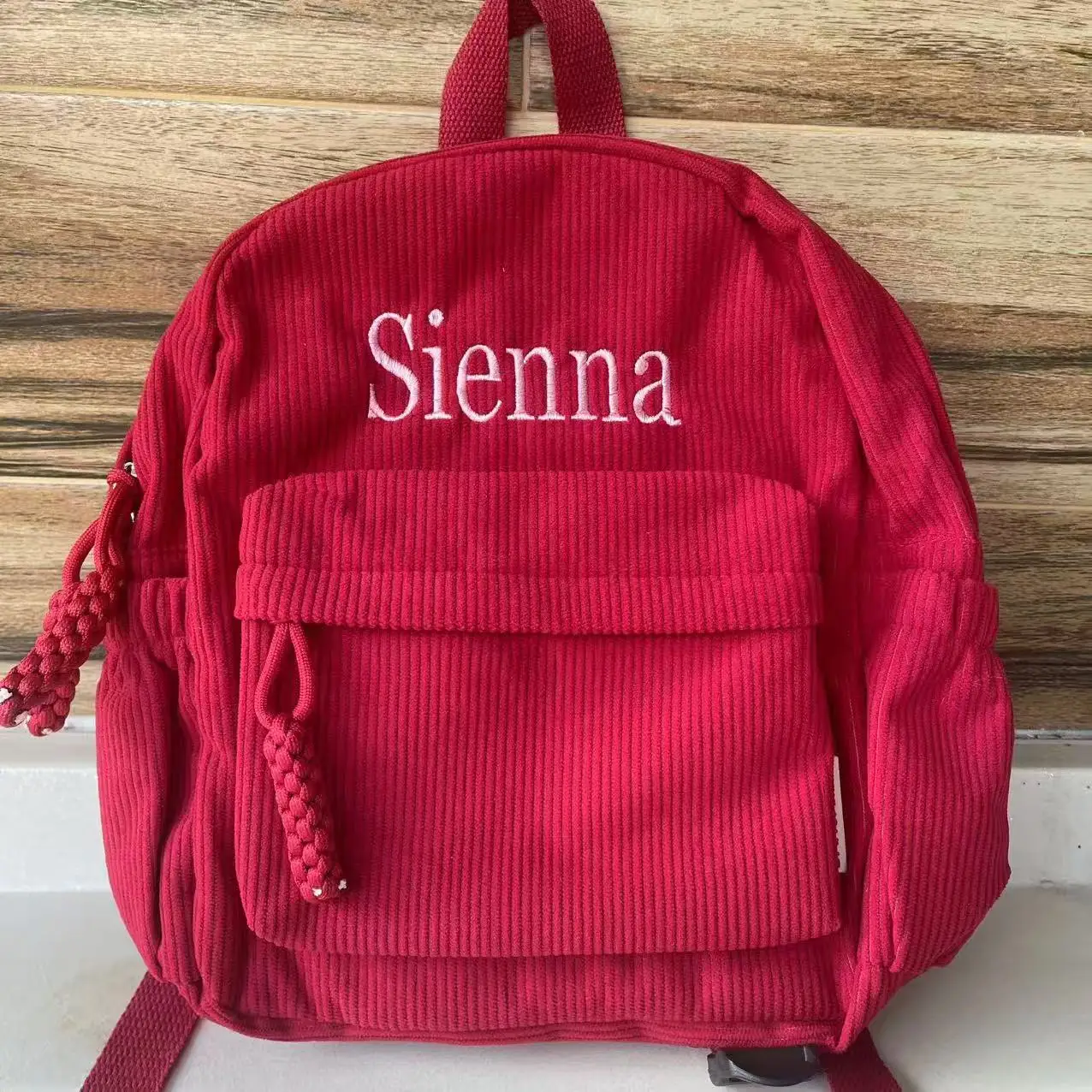 Personalized Custom Backpack, With Lnitials Children's Schoolbag, Pure-color Backpack With Name, Embroidered Christmas Gift