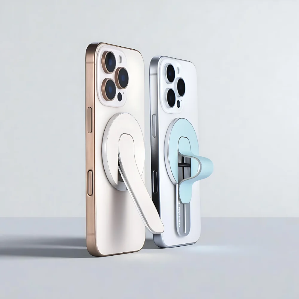 Suporte Magnético para Telefone com Anel de Dedo, Suporte Portátil de Couro para Celular, Suporte Magnético Dobrável de Luxo, Suporte Removível para iPhone