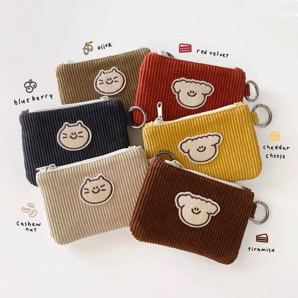 Practical Corduroy Fashion Corduroy Coin Purse Mini Wear Resistant Fashion Waffle Zippered Bag Soft Corduroy Zero Wallet