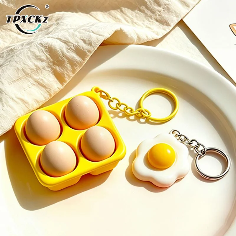 SL Mini Gourmet Keychain Decompression Toy Anxiety Relief Toy Fried Egg Burger Sushi Avocado Durian Pendant Bag Backpack Decor