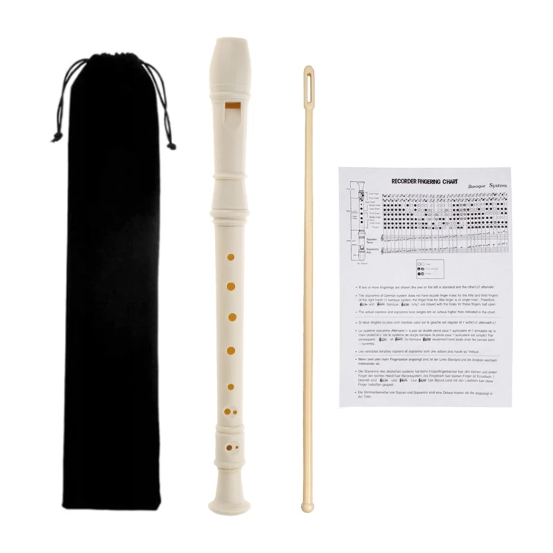 Soprano Recorder Hole 6/8 Hole C Key Descant Recorder German Treble Flute for Kids with Cleaning Rod & Storage Bag