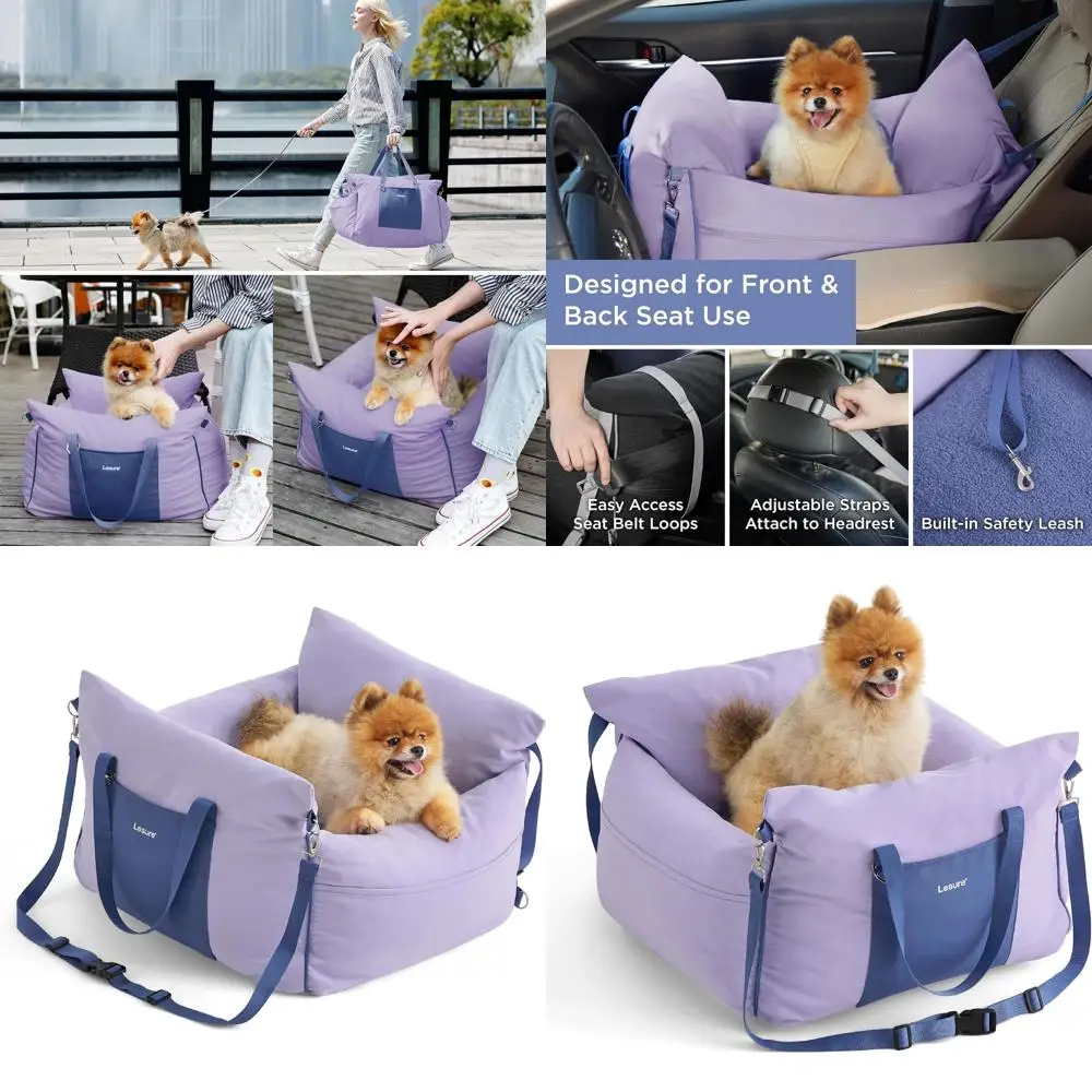 

Портативное водонепроницаемое автокресло для собак с карманами для хранения, креплением на ремень безопасности и утолщенной подушкой из пены с эффектом памяти для маленьких собак