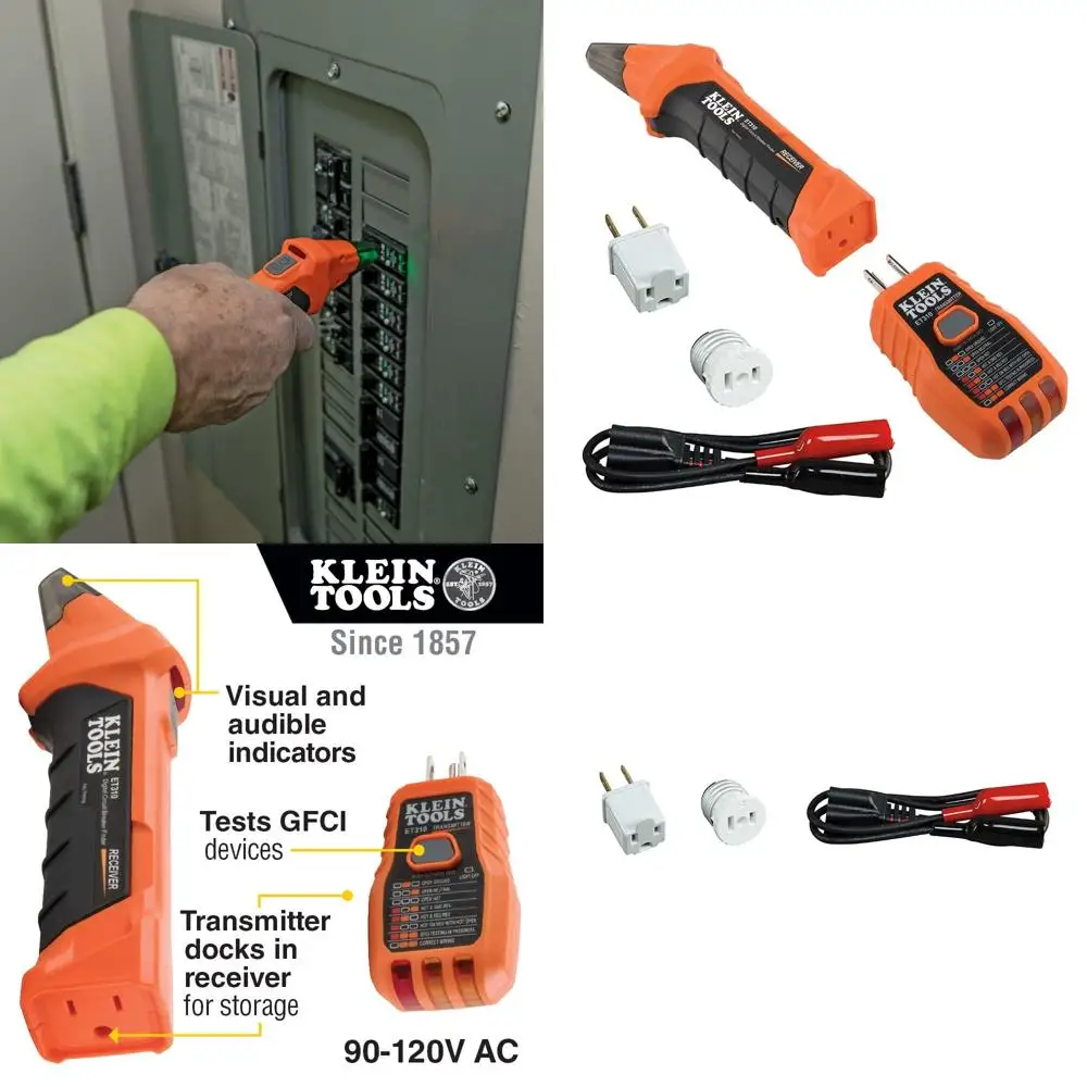

80016 Circuit Breaker Finder Tool Kit with Accessories, GFCI Outlet Tester, 2-Piece Set, Includes Cat. No. ET310 and Cat. No. 69