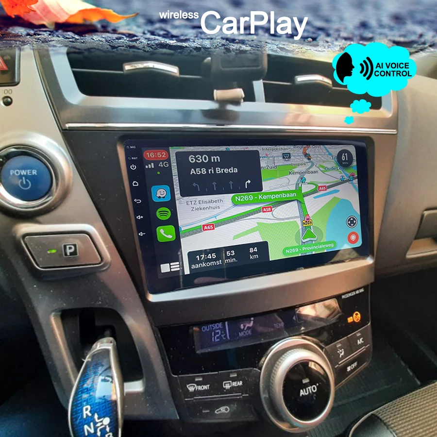 128GB Android 14 AI Voice Car Radio GPS Navigation For Toyota Prius Plus Alpha 2012-2015 Multimedia Video Player CarPlay Stereo