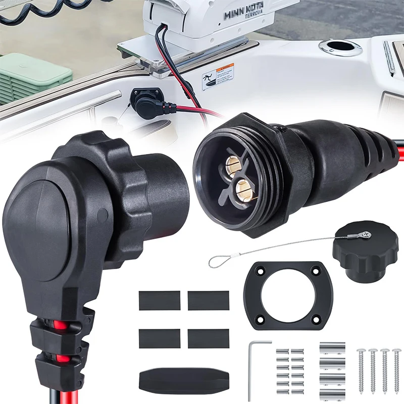 MKR-28 Trolling Motor Plug and Receptacle for Minn Kota,Quick-Disconnect Marine Electrical Sockets,Compatible with 1–10 AWG Wire