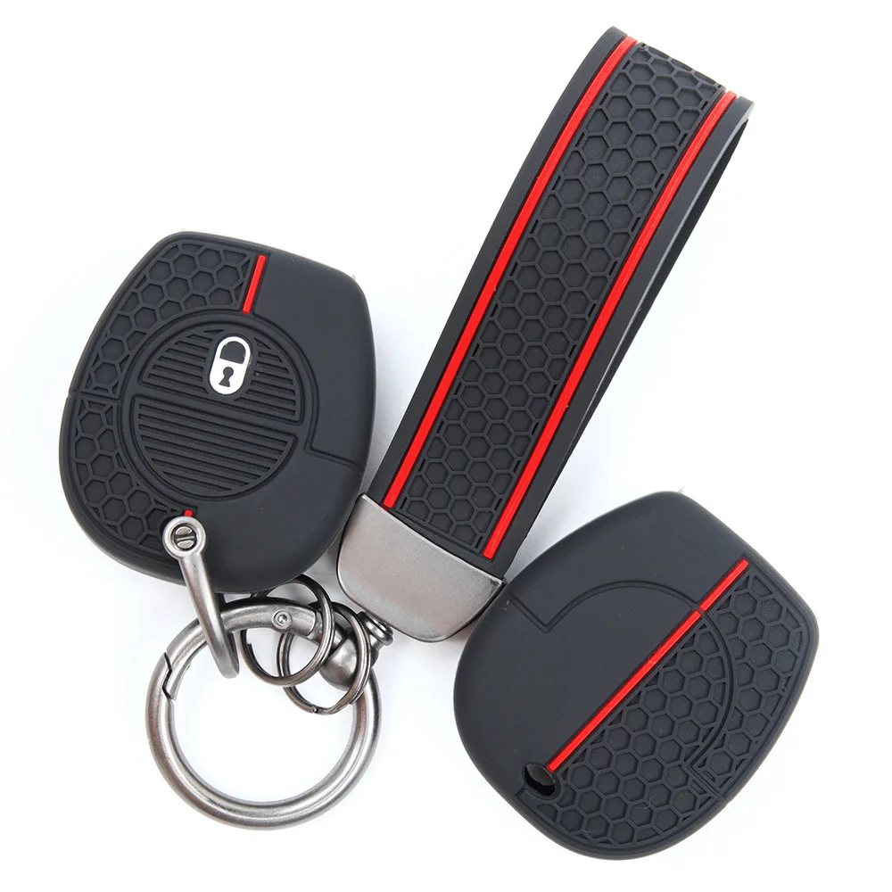 For Nissan X Trail Tino Micra Almera Primera Terrano Protective Silicone Remote Key Case Lanyard Key Ring Scratch Resistant