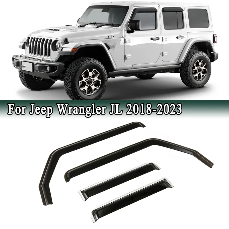 

For Jeep Wrangler JL 2018-2023 4Pcs Window Deflectors Rain Guards Visor Sun Weather Shield Side Window Guards Shelters