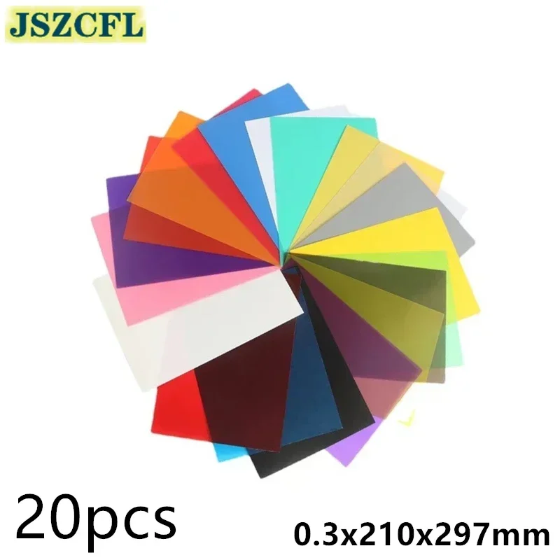 20PCS A4 0.3x210x297MM colors PVC heat transfer vinyl film T-shirt Iron On HTV Printing crop number pattern Color Card Use