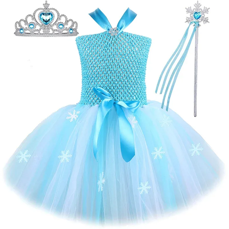 

Elsa Princess Dresses for Girls Frozen Queen Costumes for Kids Christmas Holiday Outfit Children Birthday New Year Clothes Set