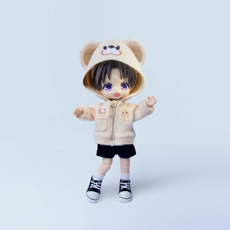 OB11 doll clothes cute animal ears hooded coat jacket for obitsu11, GSC body, 1/12BJD, molly, UFDOLL, YMY, P9 doll accessories