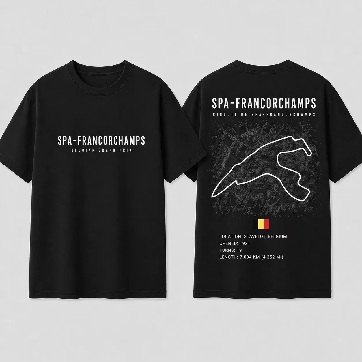 2026 New Men Women Loose Short Sleeve T-shirt, Unisex Biker Racing Streetwear Graphic Tee Race Track Outline Double Sided Print,