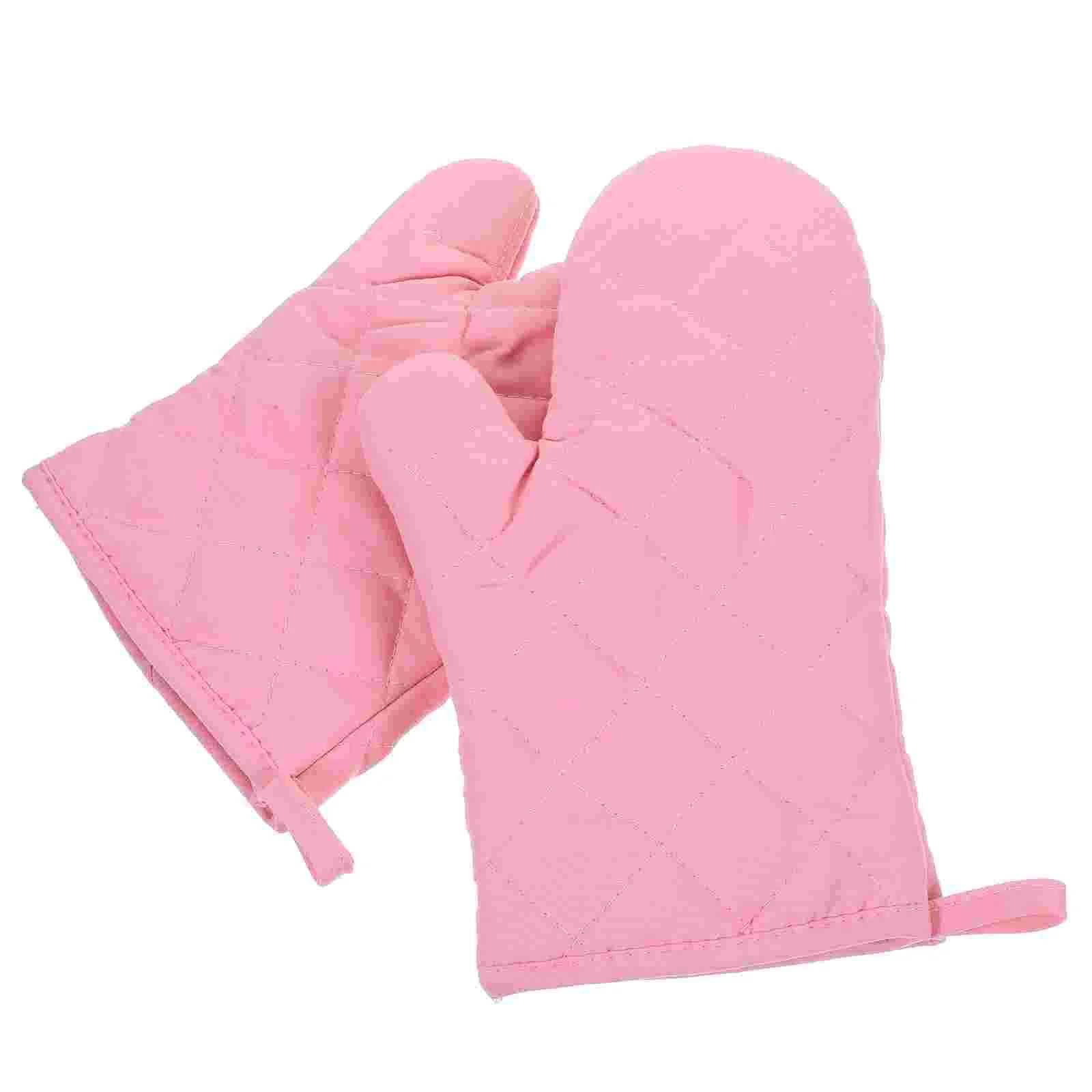 

Gloves Oven Mitts Pink Bbq Small Grill Polyester Heat Resistant for Cooking Insulated