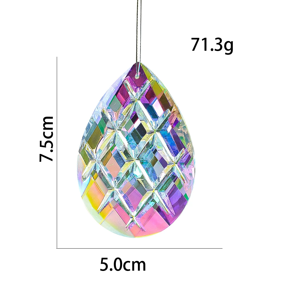 75mm 3D Faceted Grid Crystal Sun Catcher Hanging Decor Sunshine Lightcatcher Colorful Glass Prism Drop Rainbow Maker Car Pendant