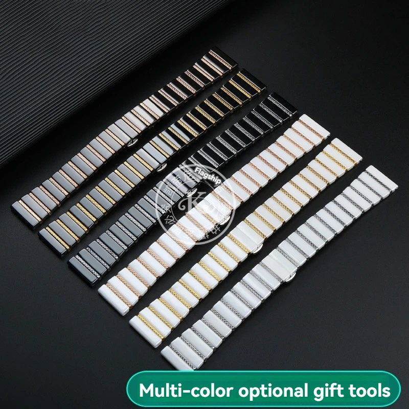 Ceramic watch strap For HUAWEI watch4/4Pro GT2 GT3 GT4 GT5 PRO 41 42 43 46mm dial white black silver gold rose gold watchband