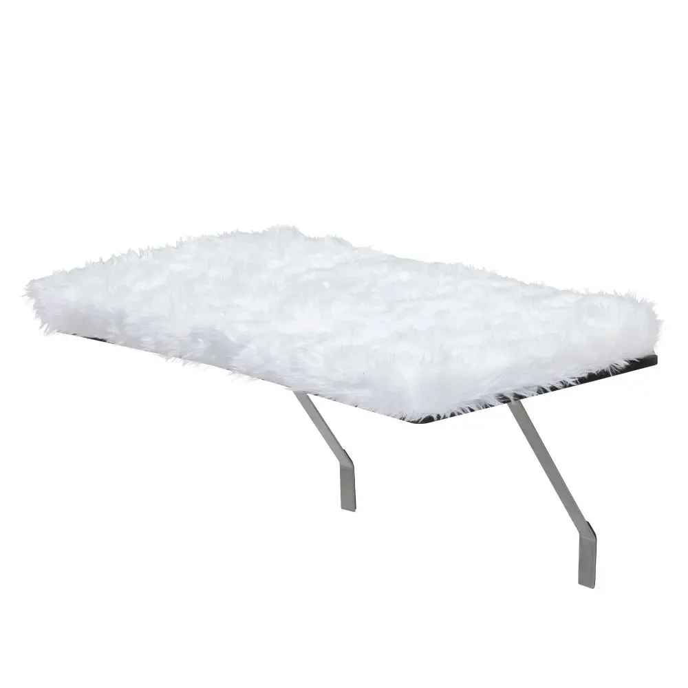 

Cat Window Perch, Wall-mounted Cat Seat with Soft Cushion and Supporting Feet, White