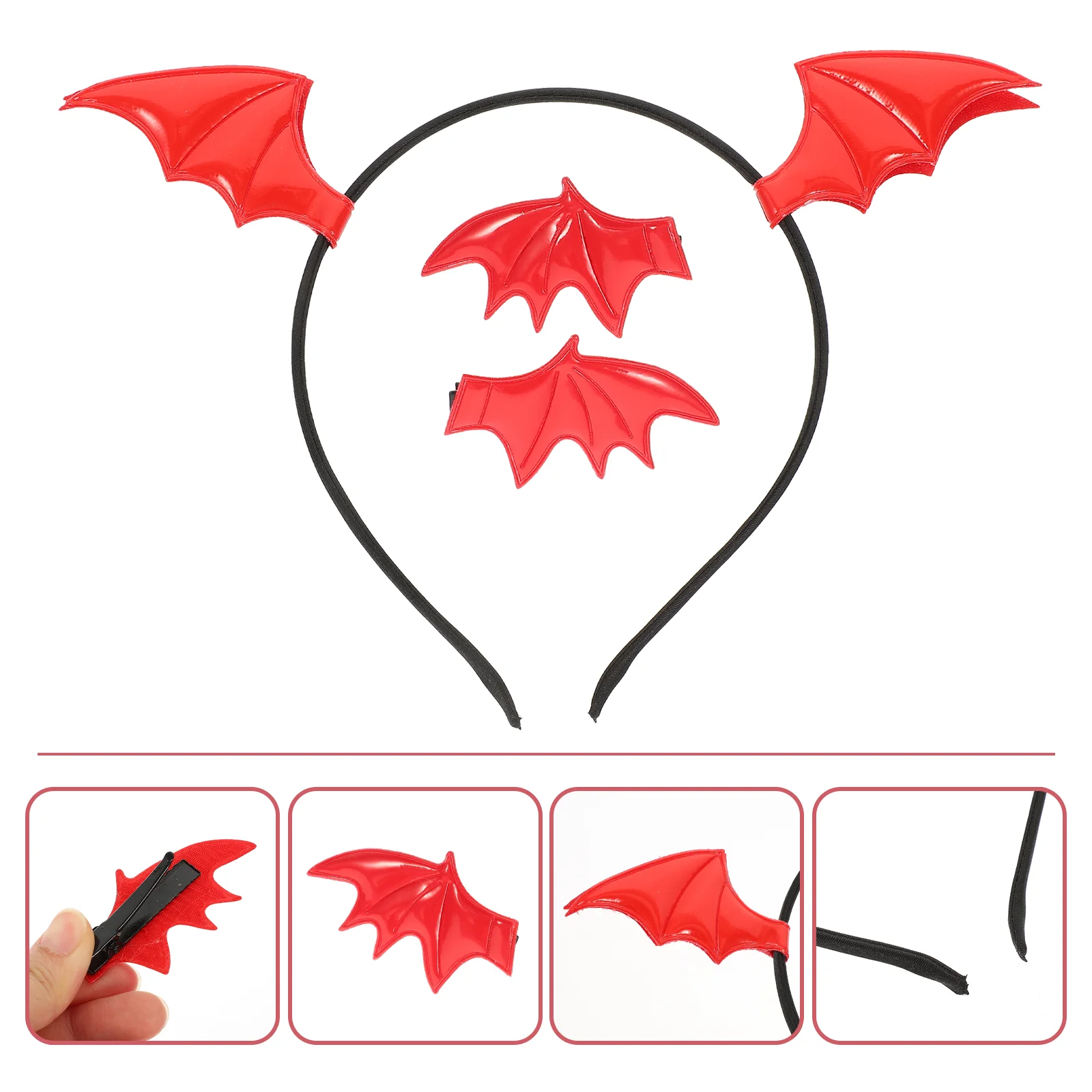 

Bat Headband Hair Clip Accessories Wings Costume Red Halloween Flying with Clips Clothing