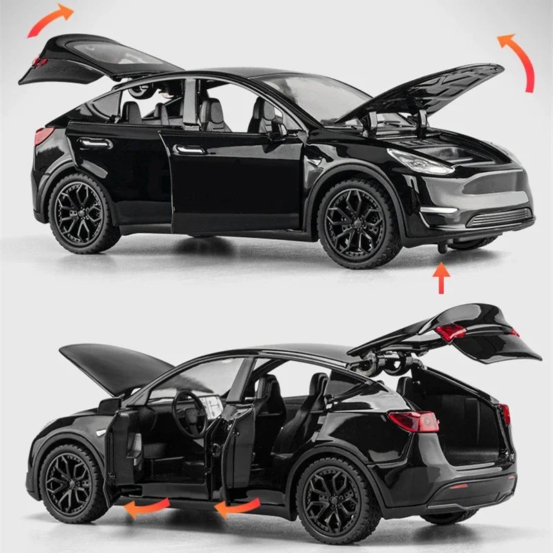 1:32 Tesla Model Y SUV aluminiowy Model samochodu odlewany Metal Model samochodu symulacja dźwięk i światło kolekcja zabawki dla dzieci prezent