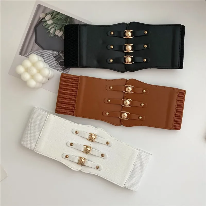 Black PU Leather Girdle Ladies Fashion Casual Luxury Designer Dress Accessories Gothic Vintage Belt Corset for Women 2022 New