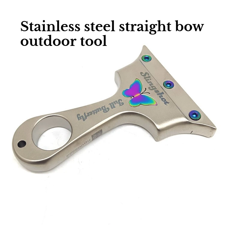 

NEW Bow Free Door Butterfly Slingshot Stainless Steel Straight Plate Outdoor Flat Leather Quick Press Slingshot Hunting Supplies